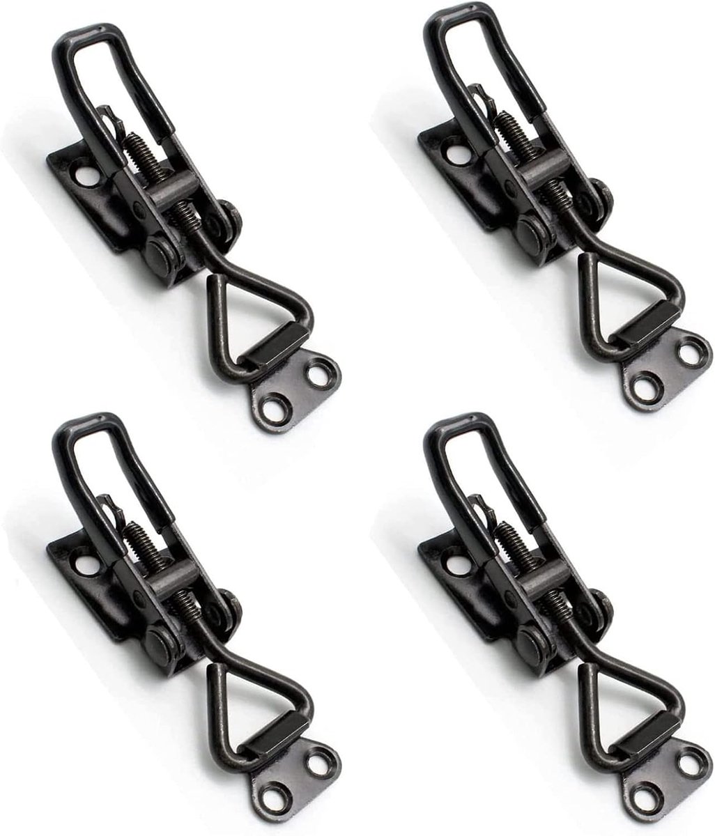 Verstelbare tuimelklemmen 4 delen - metalen knevelsluiting - stevige spanbeveiliging - ideaal voor kasten en koffers - ShopVlot