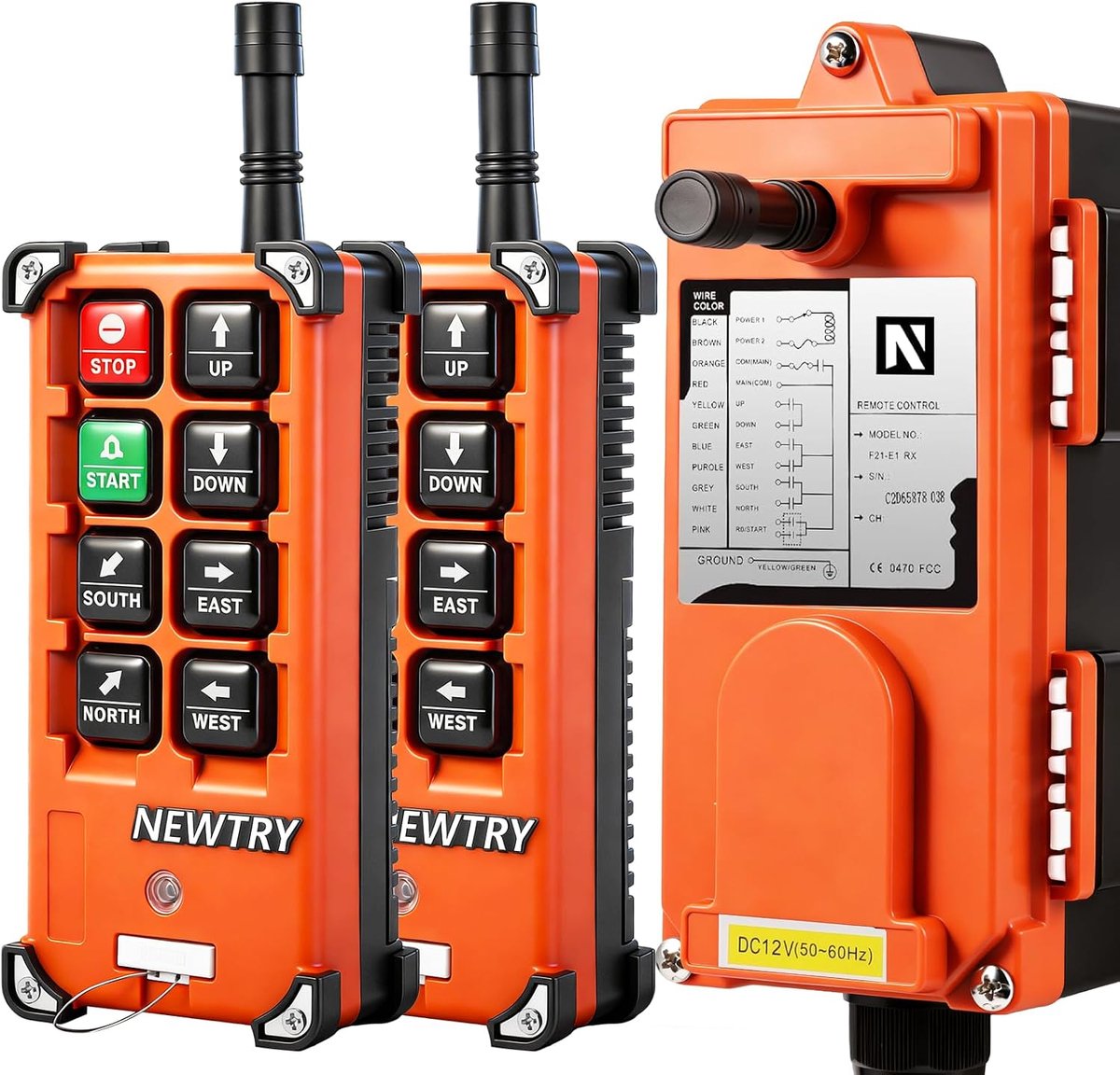 NEWTRY 24V Wireless Crane Remote Control, Dual Transmitter for Industrial Electric Lifting Tools, Bridge Crane (F21E1B - ShopVlot