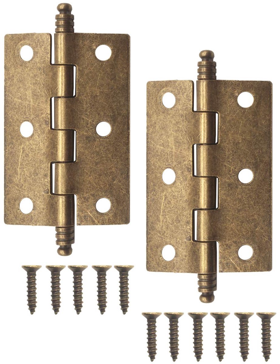 Famanu – Set van 2 antieke metalen scharnieren, ijzeren scharnieren met vintage design, 83 x 43 mm, brons