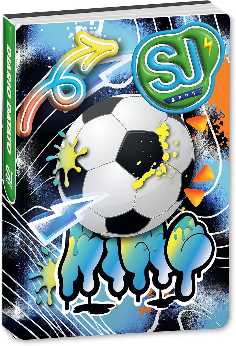 Schoolagenda voetbal - Blauw - 14 x 20,6 cm - Gevoerde omslag met bladwijzer en stickers - Voor kinderen