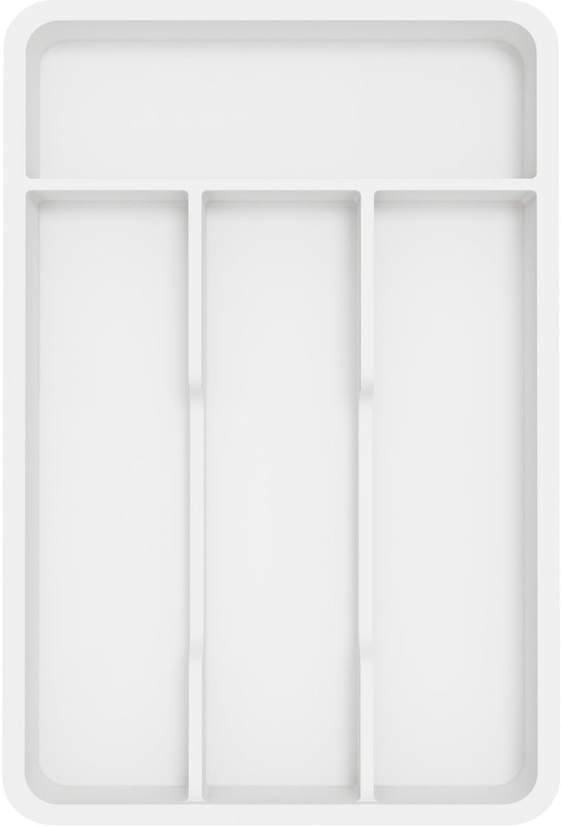 Famanu – Kleine bestekbak voor keukenopslag, 31,5 x 19,8 cm, bestekhouder met 4 compartimenten, wit