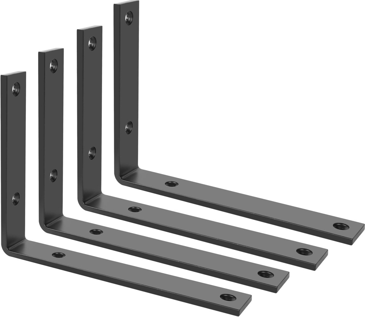 Famanu – Zwevende plankendrager van metaal, 200 mm, zwarte kleur, set van 4 stuks