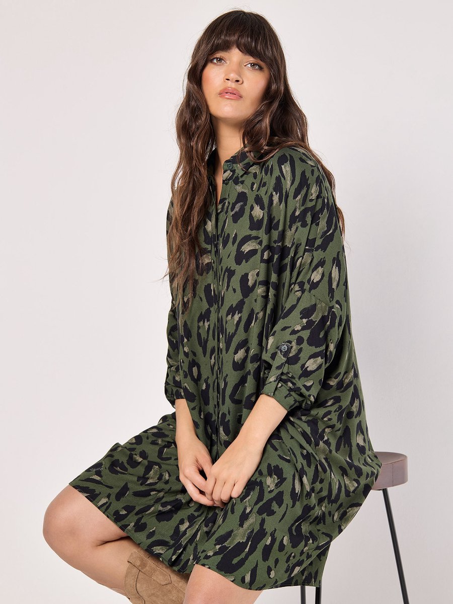 Cheetah Oversized Shirt Mini Dress