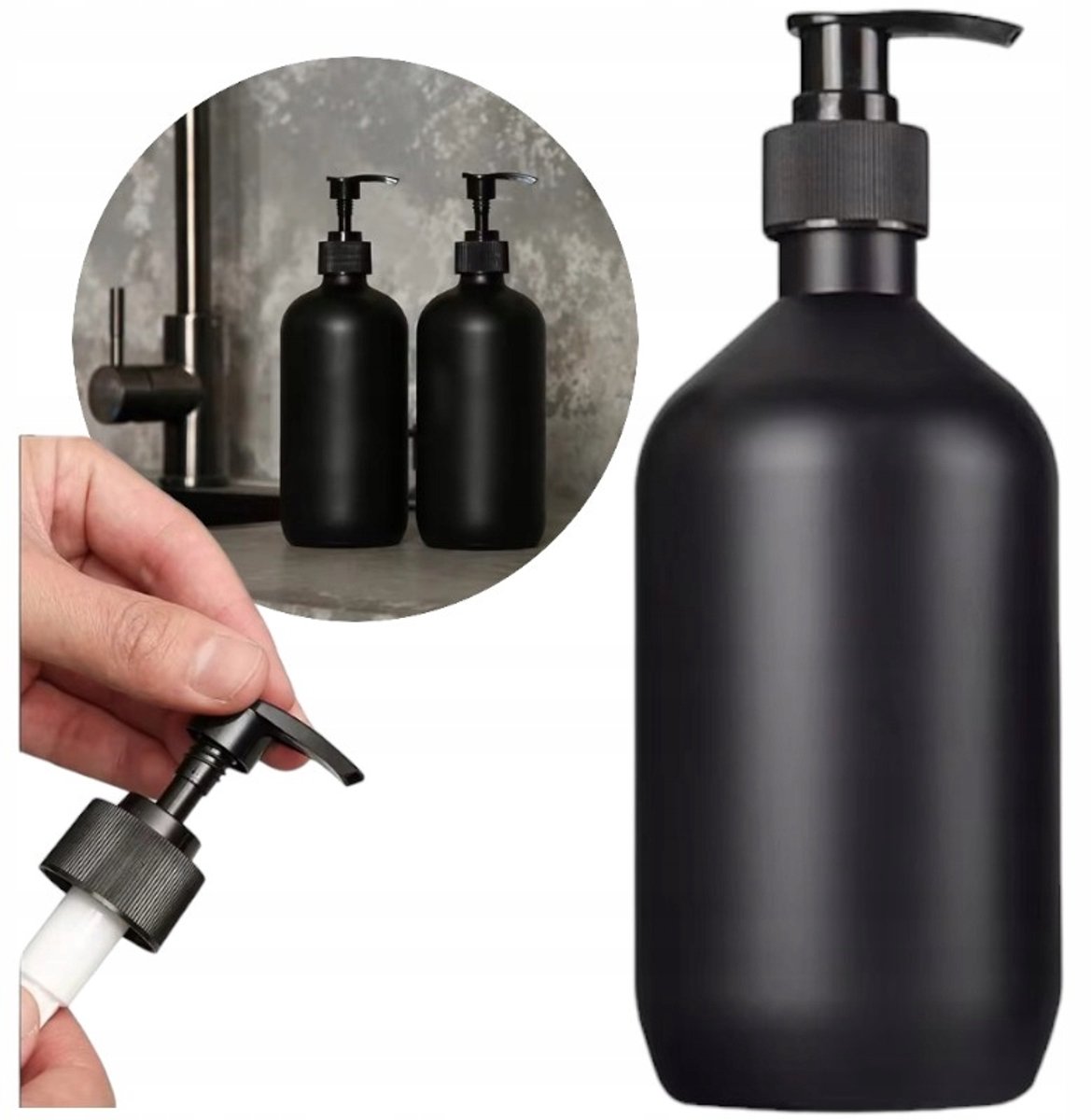 Zwarte Zeepdispenser met Pomp - 300ml - Mat Zwart