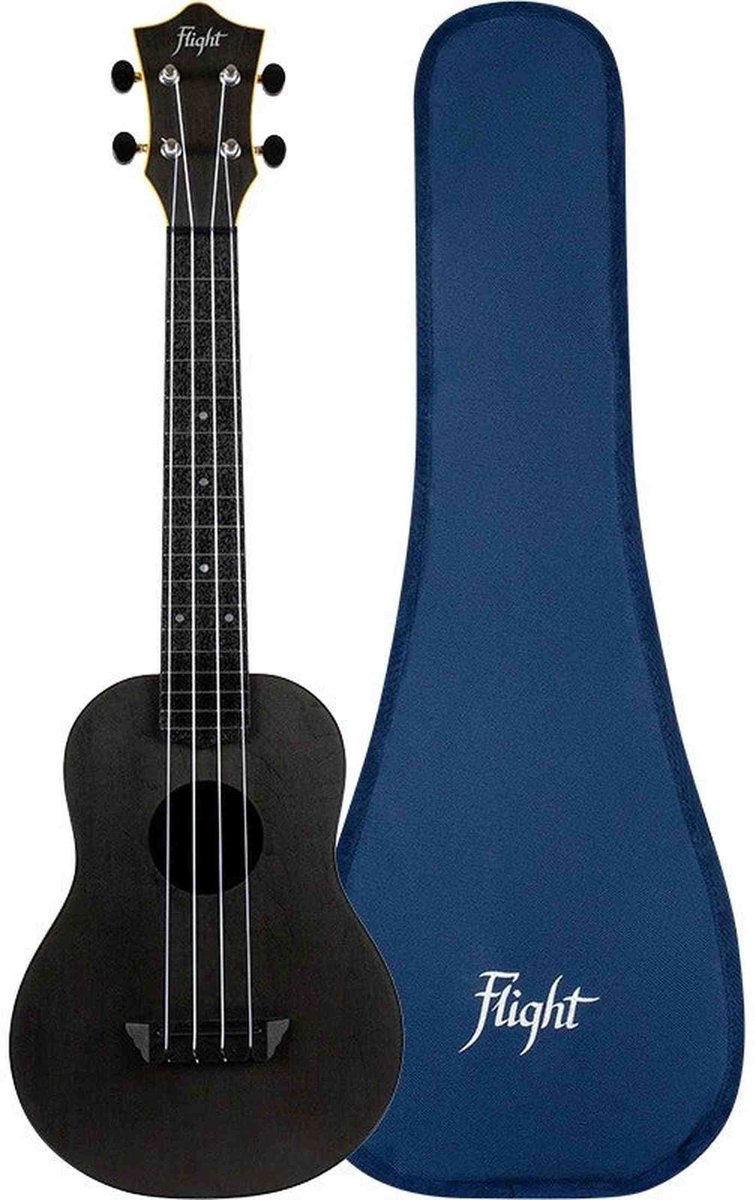 Flight TUC-35 BK Concert Ukulele Zwart met Linden Top, ABS Body en Aquila Nylgut Snaren