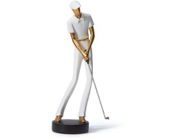 Amoy-Art Figure Decoration Golf Sculpture Modern Statue Art Golfer For Home Cedeau Giftbox Polyresin White 24cmH - ShopVlot