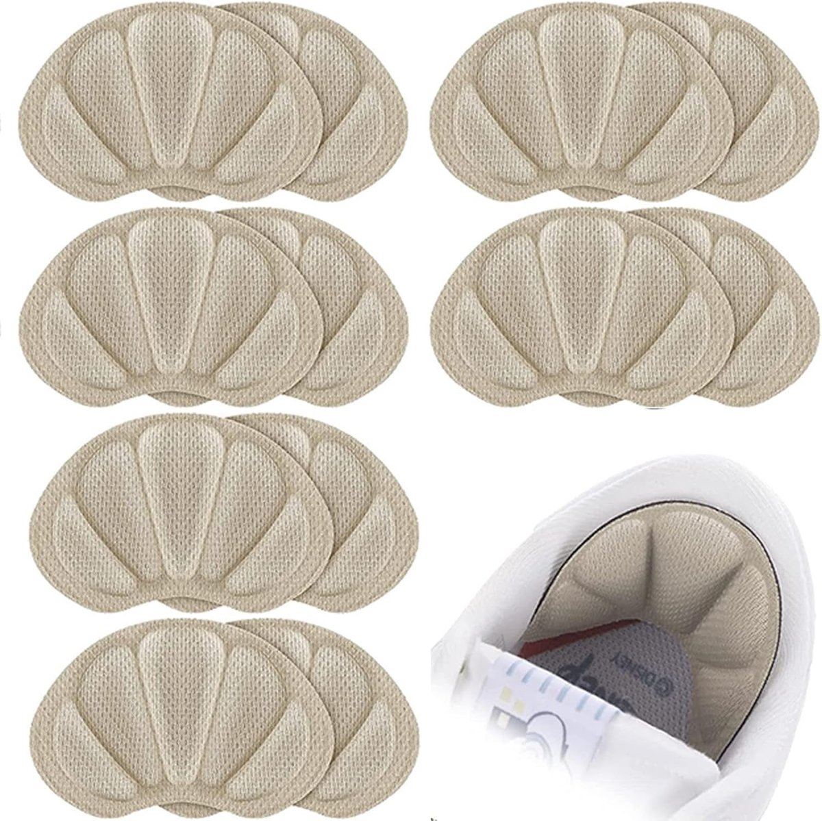 Hakbeschermers naaldhak - Beige - Hielkussen inzetstukken van ademend leer en spons - Voor betere schoenpasvorm en comfort