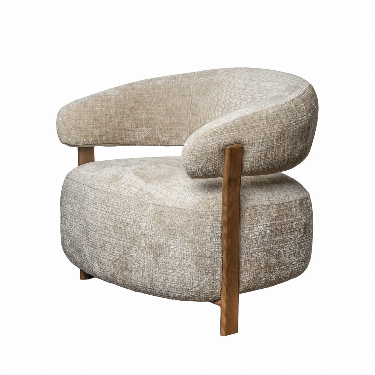 DÉJA Living Fauteuil Kalmar - Taupe/Walnoot Stof - 76x71x70cm