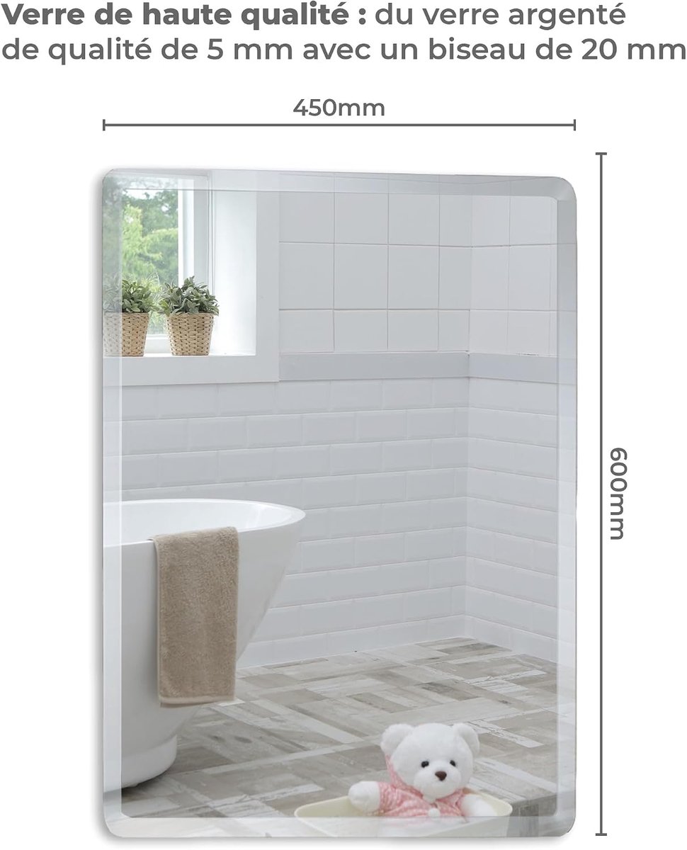 Mood Rectangular Bathroom Mirror Wall Mounted, Frameless Modern and Stylish Design with Contemporary Beveled Edges - ShopVlot