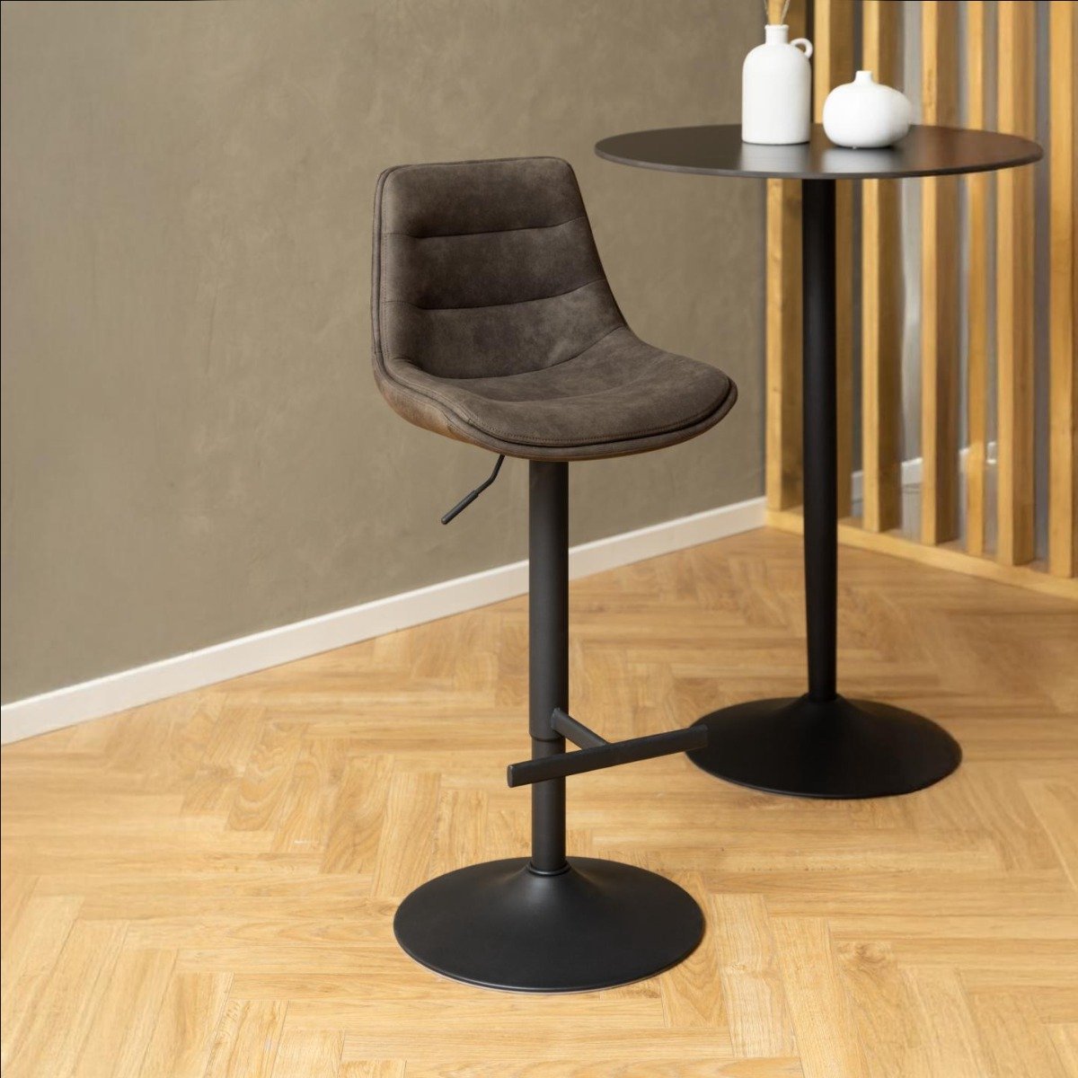 Barkruk Stof Grijs - 47x52,5x95cm - Zithoogte 65-84cm - House Nordic - Set van 2