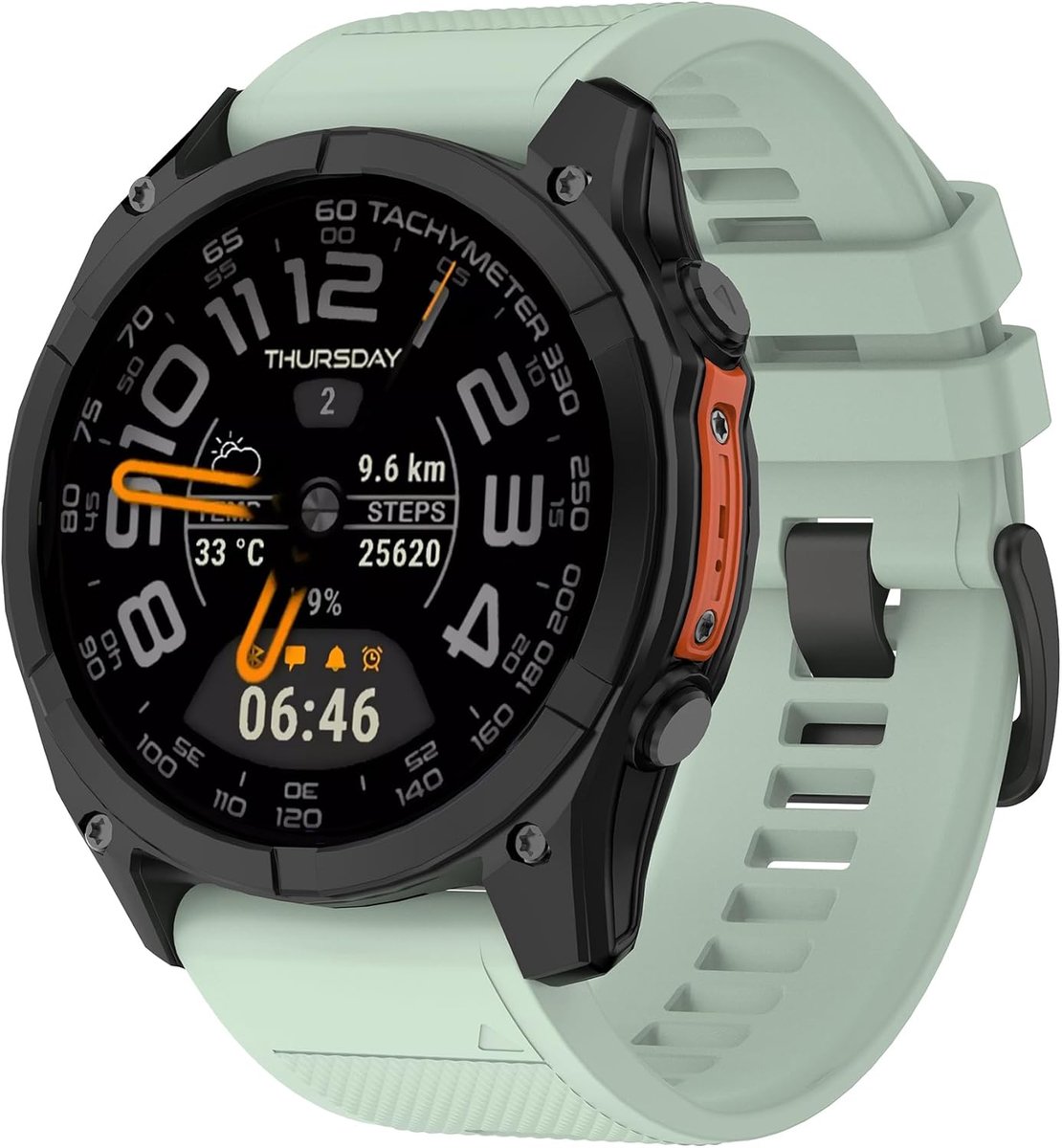 Siliconen Horlogeband 22mm - Grijs Groen - Vervangingsarmband - Sportieve uitstraling - ShopVlot