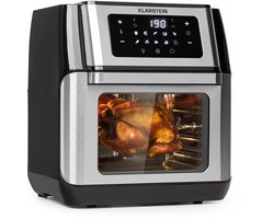 Klarstein AeroVital Fry Heteluchtfriteuse, 3D-heating systeem: 1500W, XL-volume: 10L, 9 programma's, Cool touch behuizing, 60 minuten-timer, Thermostaat: tot 200°C, zwart/zilver