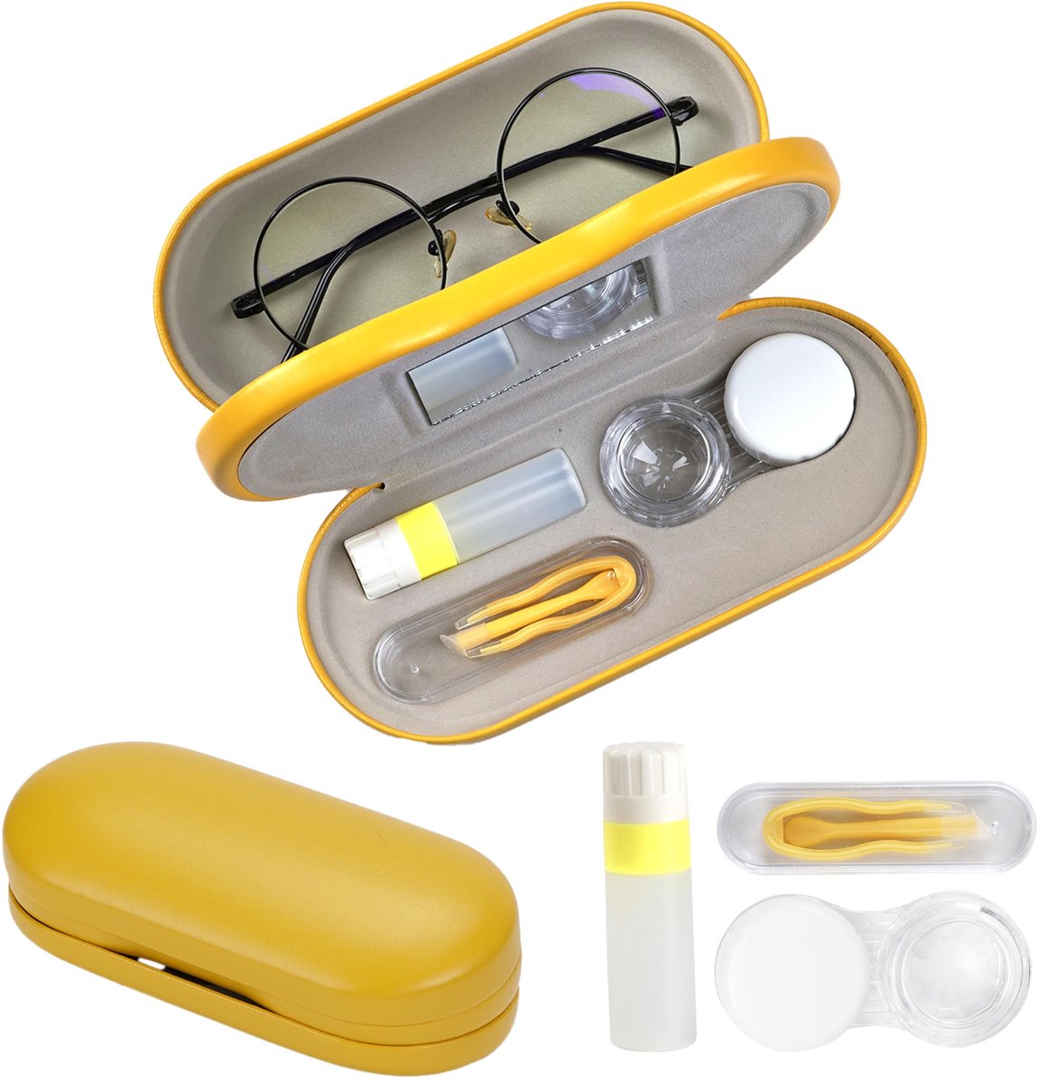 Bril- en contactlenzendoos 2-in-1 - Draagbaar, dubbelzijdig - Multifunctioneel met gereedschap - Ideaal voor reizen - ShopVlot