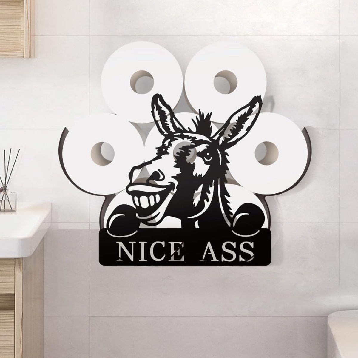 Toiletpapierhouder met ezel ontwerp - metalen houder - grappige donkey stijl - ruimte voor 8 rollen - ShopVlot