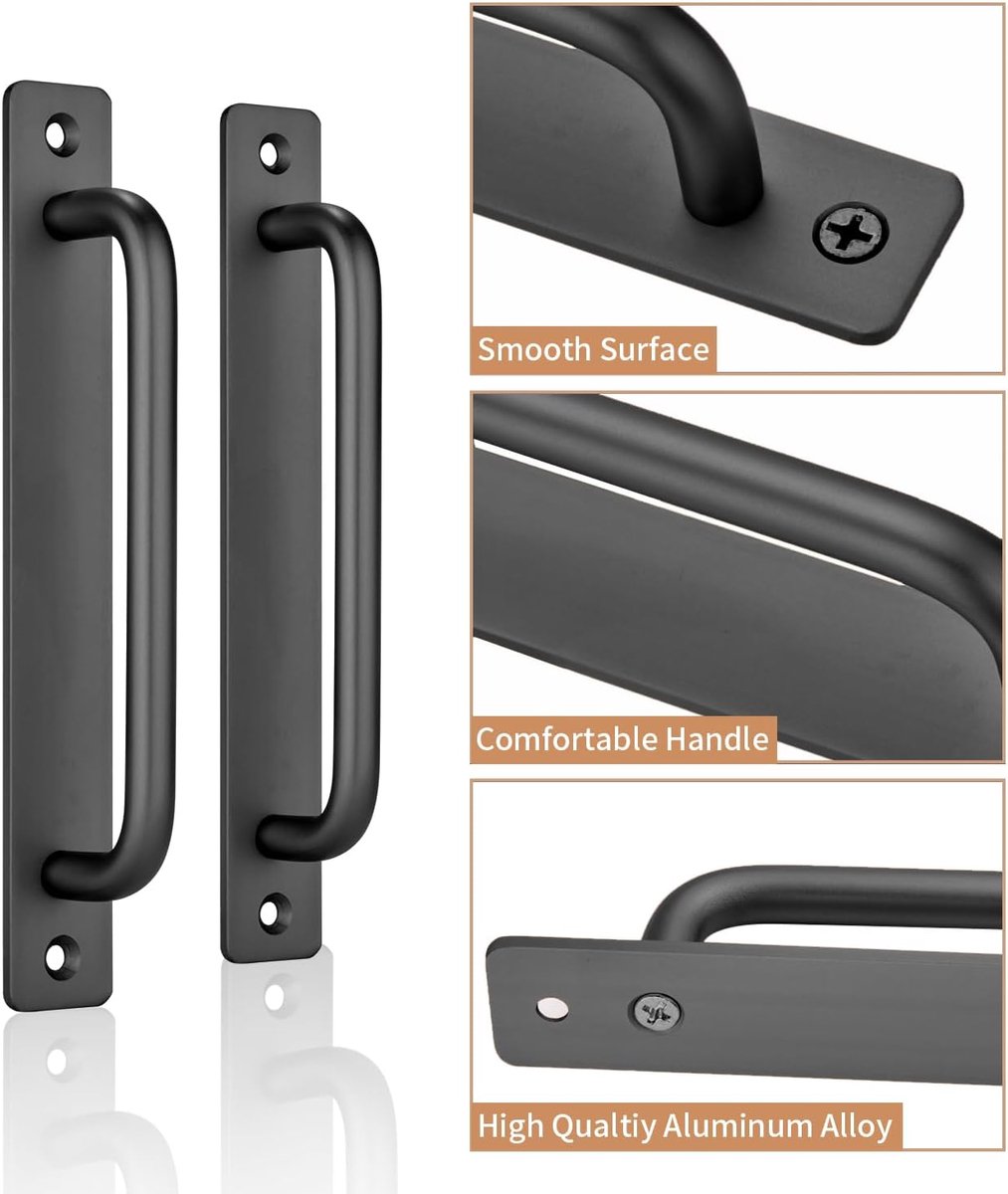 Sliding deurhandgrepen 150mm - zwart aluminium - dubbelzijdig - voor schuifdeuren en poorten - ShopVlot