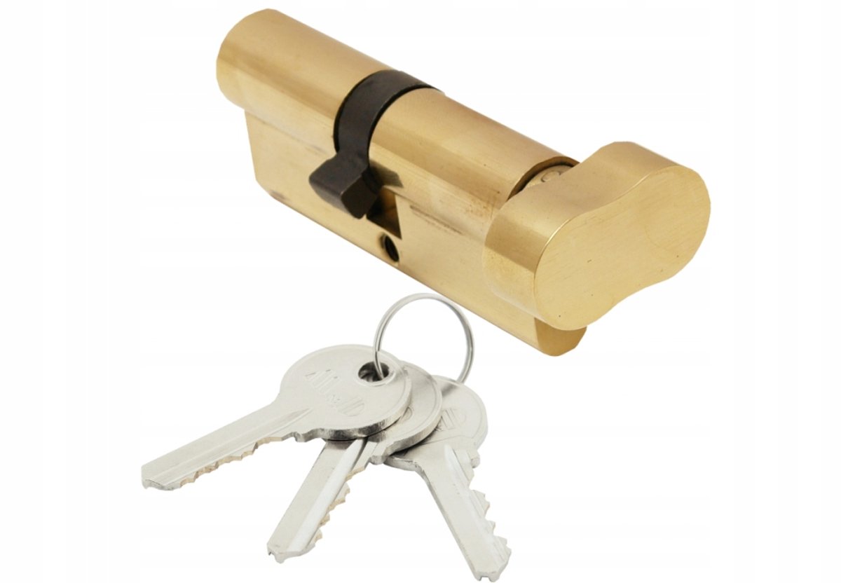Cilinder met knop voor deurslot 30/50 mm, messingkleurig