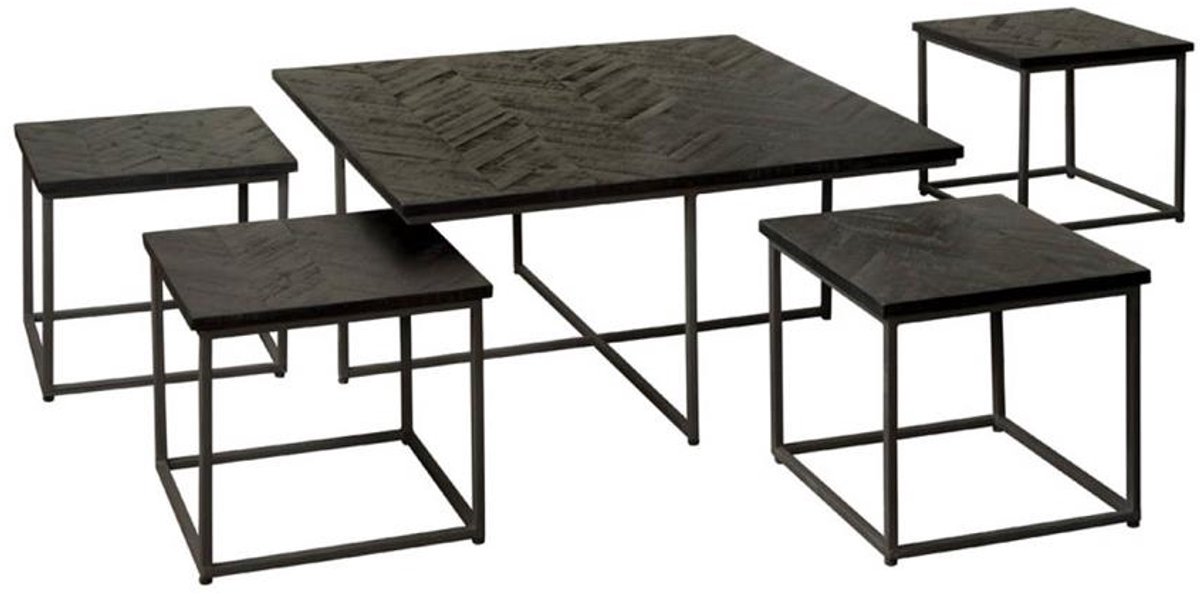 Tower Living Salontafel Via Set - Rond Zwart Hout - Ø90x45cm