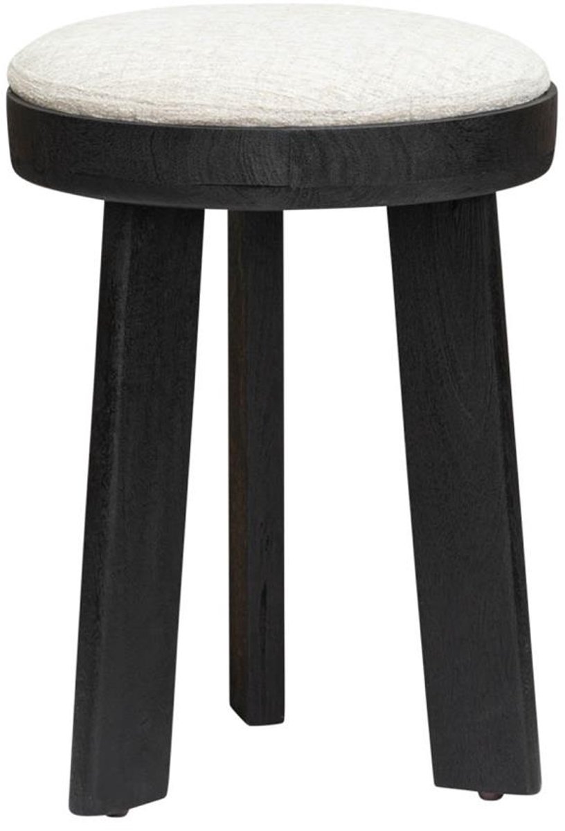Tower Living Kruk Ossana - Zwart Hout/Stof - 40x40x50cm