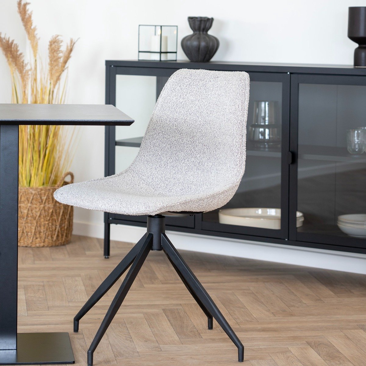House Nordic Eetkamerstoel Monaco - Bouclé - Zand - Draaibaar - Set van 2