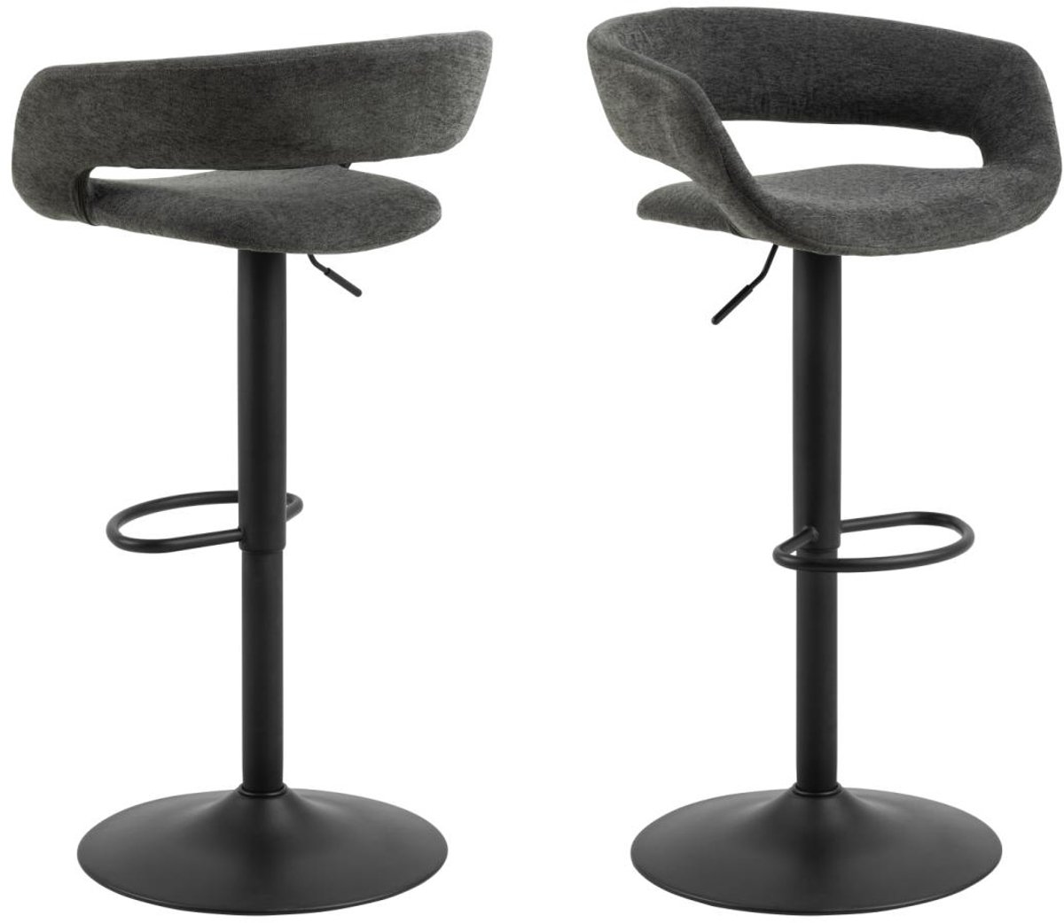 Giga Living Barkruk Nexus - Grijs - Stof & Staal - 54,5x49x101cm - Set van 2