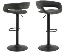 Giga Living Barkruk Nexus - Grijs - Stof & Staal - 54,5x49x101cm - Set van 2