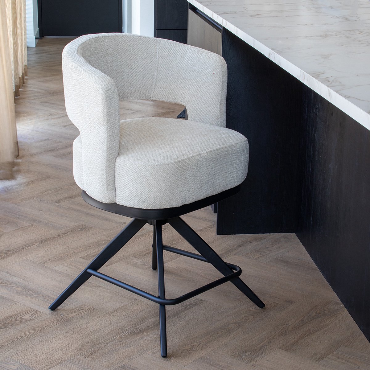 DÉJA Living Barkruk Louis - Stof/Metaal - Taupe - Set van 2