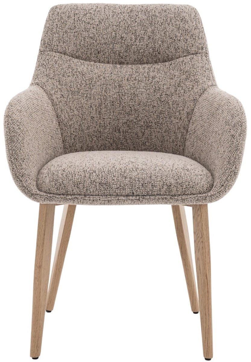 DÉJA Living Eetkamerstoel Noé - Taupe/Naturel - Zithoogte 47cm - Set van 2