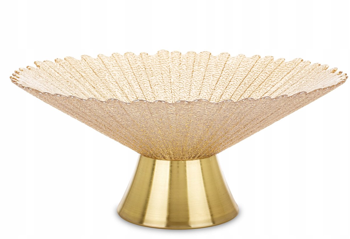 Glamour Glazen Patera Goud Beige - Fruit & Taart Serveerschaal