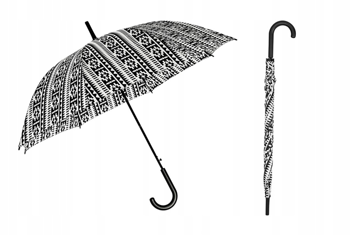 Automatische paraplu dames met Azteken print - zwart