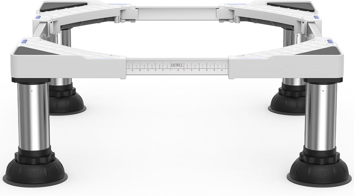 Wasmachine verhoger - Wit - Verstelbaar 43-62 cm - Verstelbare hoogte 15-18 cm - Met antislip en schokdemping