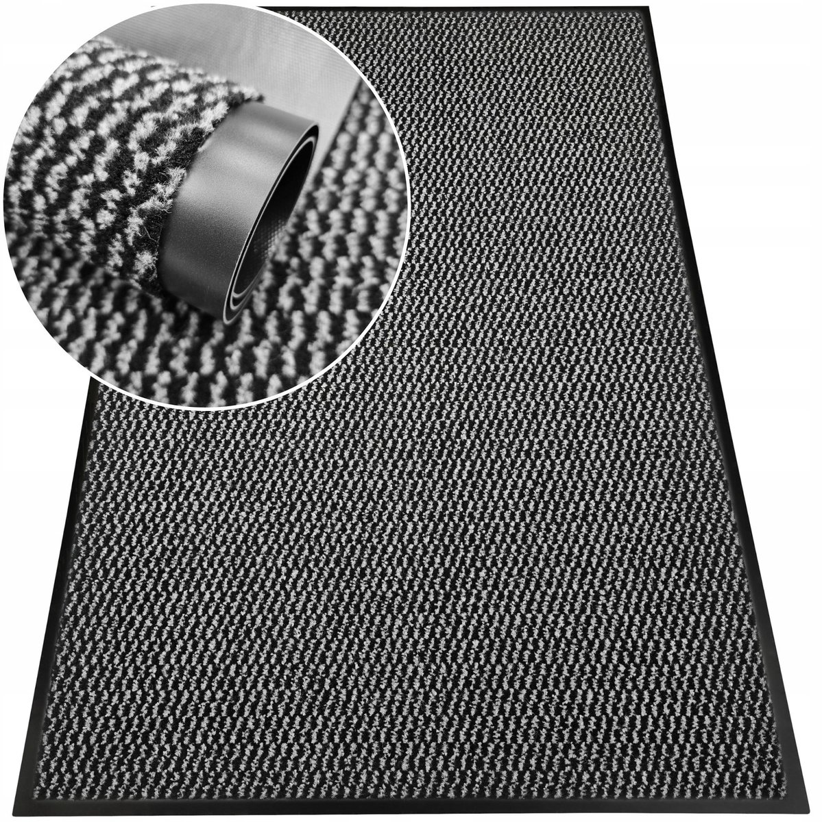 Instapmat 60x90 cm - Antislip PVC - Grijs/Zwart - Vuilafstotend