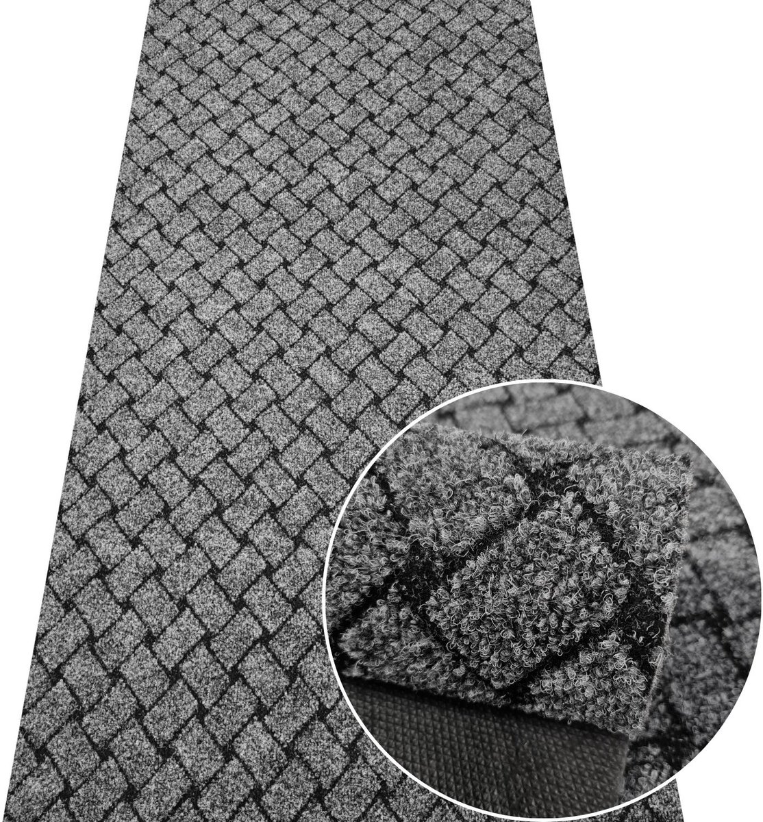 Grijze deurmat op maat, 100 cm breed, met antislip onderkant