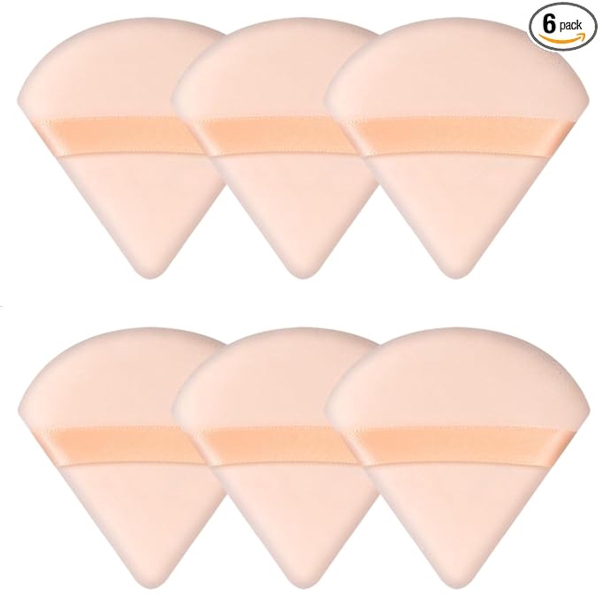 Driehoekige make-up sponsjes, verpakking van 6-abrikoos-7*7cm