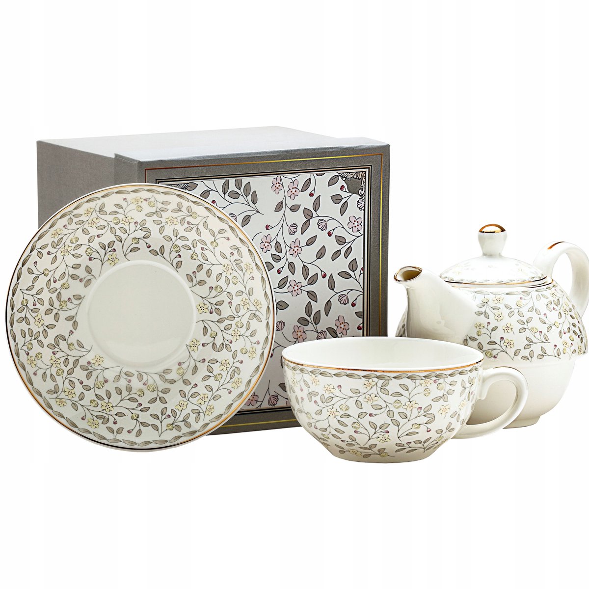 Merkloos Porseleinen Tea for One Set - 450ml Kan & 250ml Kop