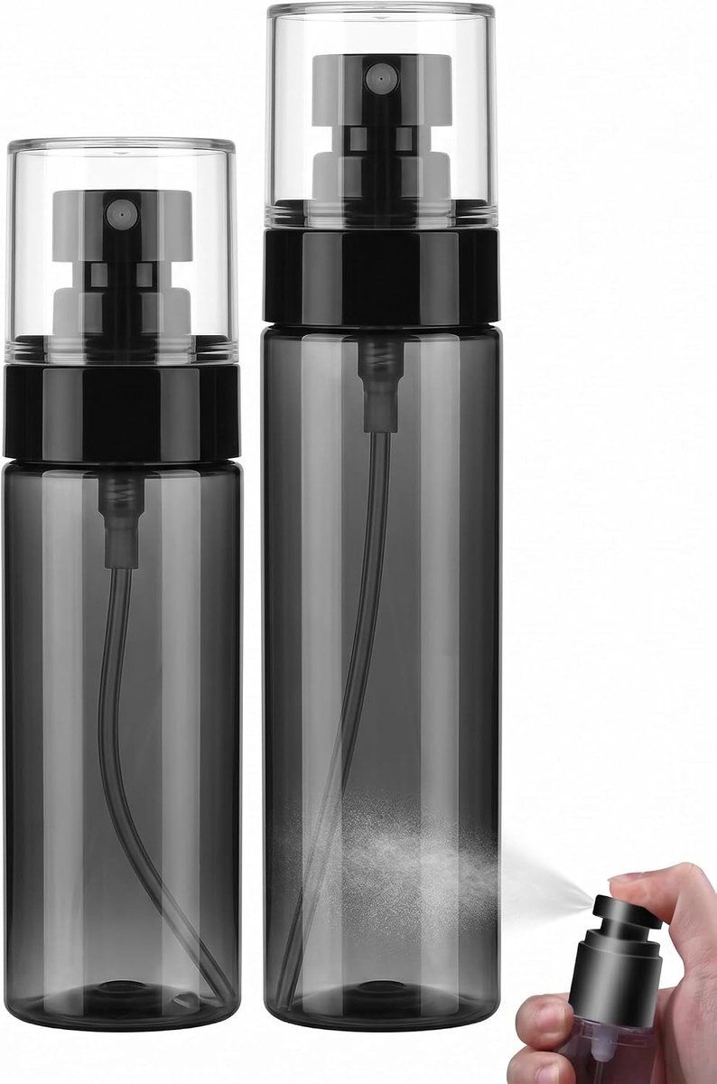 2 lege mini-spuitflessen, navulbaar, 80 ml en 100 ml, inbraakbescherming, veilige reiscontainer voor make-up en - ShopVlot