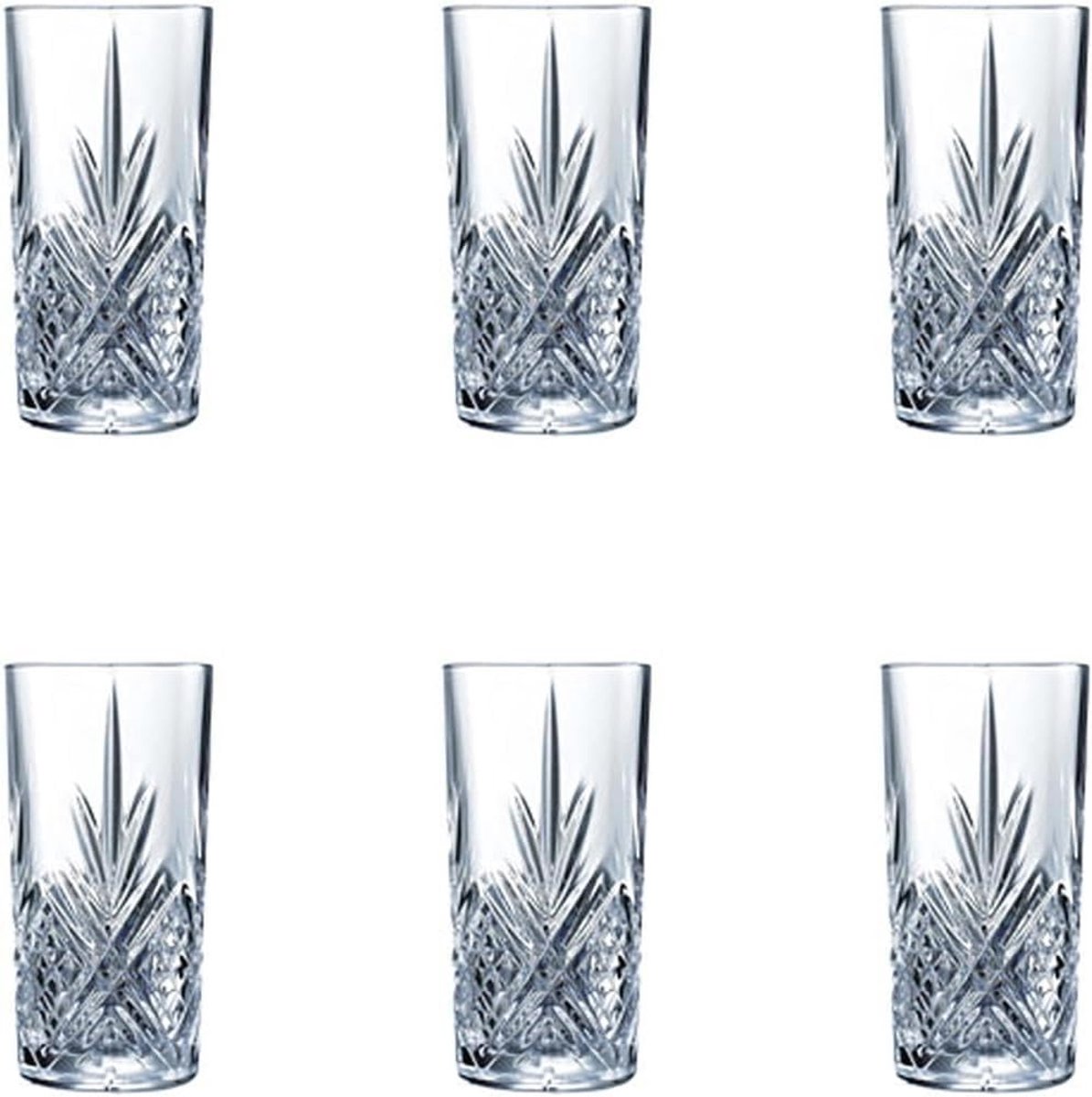Limonadeglazen stapelbaar - Transparant - 280 ml - Glas Longdrinkglazen - Set van 6