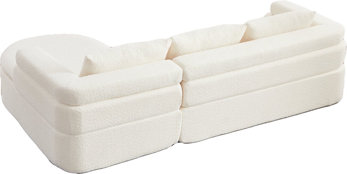 HAUSS SPOLE Hoekbank Met Chaiselongue Rechts Modern Chenille 3-Zits Wolken Design Voor Woonkamer En Appartement Beige
