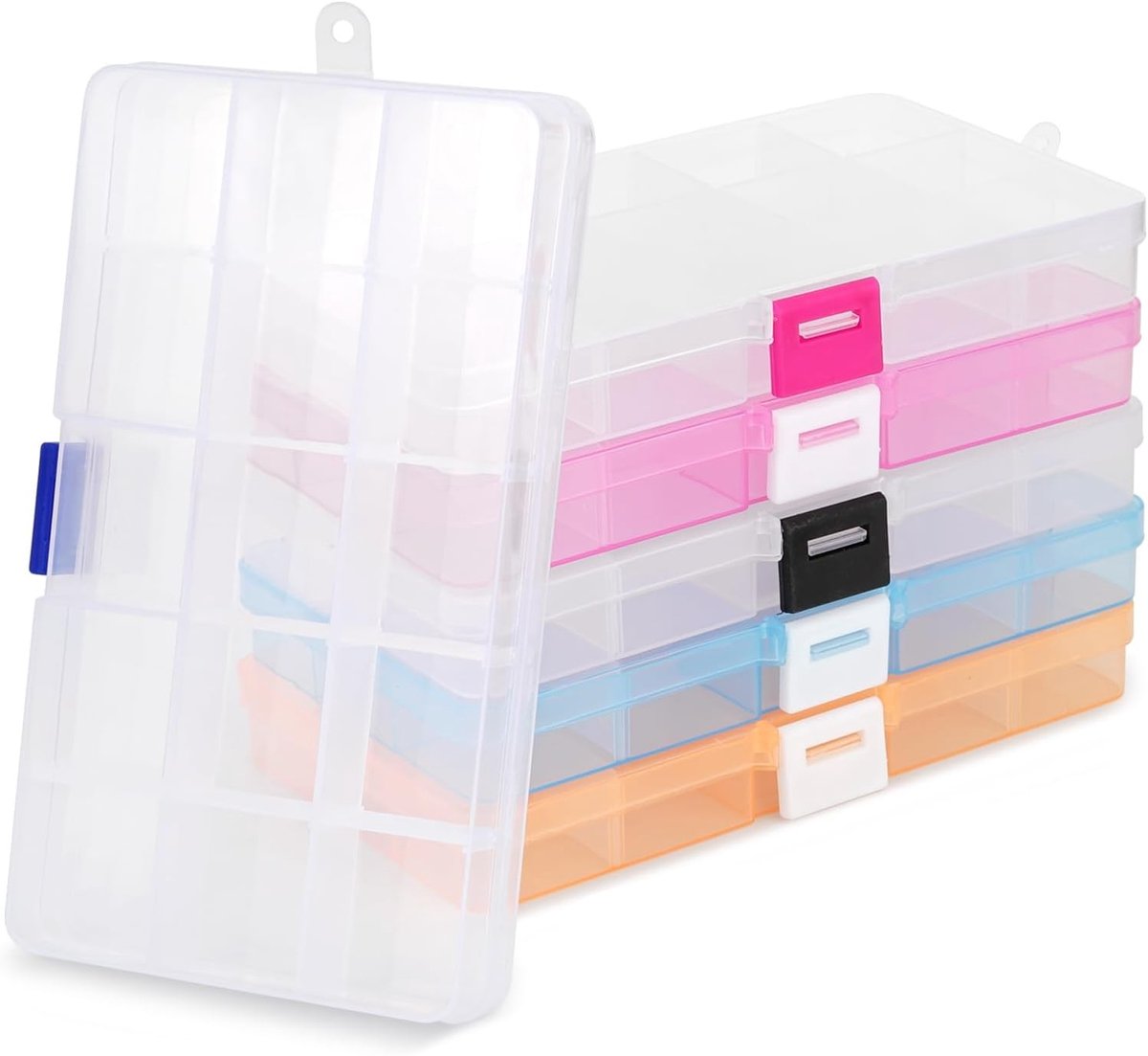Schroeven opbergsysteem met laden - Transparant - 17,4 x 9,8 x 2,2 cm - Kunststof sorteerdoos met verstelbare vakken - Voor kleine onderdelen