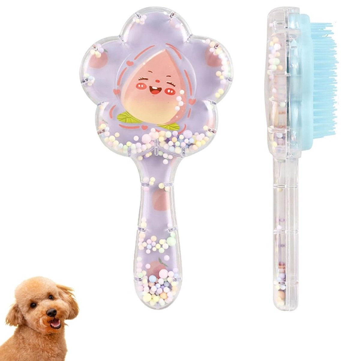 longziming -Hondenborstel - Zachte Honden Vachtborstel - Hondenborstel voor Losse Haren - Zachte Borstelharen - Voor Dagelijkse Vachtverzorging - Licht en Compact - Voor Kleine Honden - 1 Stuk