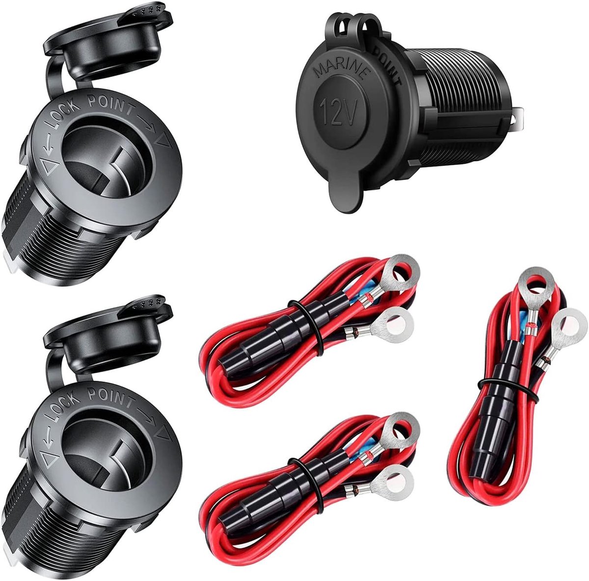 GTIWUNG 3 Pcs Car Cigarette Lighter Socket Waterproof KFZ Flush Plug 12V 12V 12V 24V DC Cigarette Lighter Adapter with - ShopVlot
