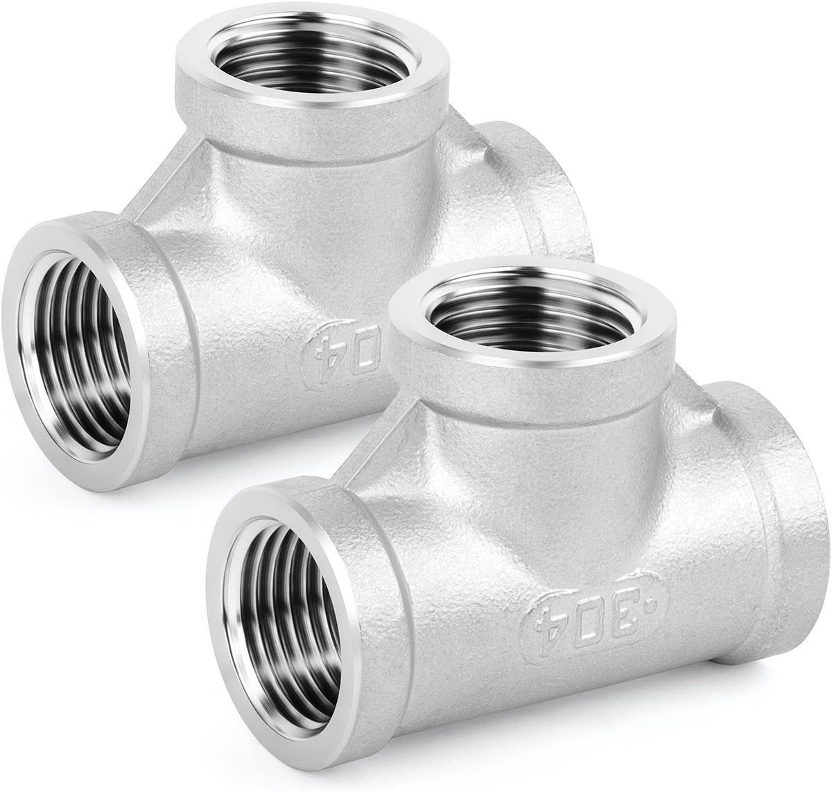 2 Piece Stainless Steel T Tube Fittings, 1/2" x 1/2" x 1/2" BSP Female Pipe Fittings - ShopVlot