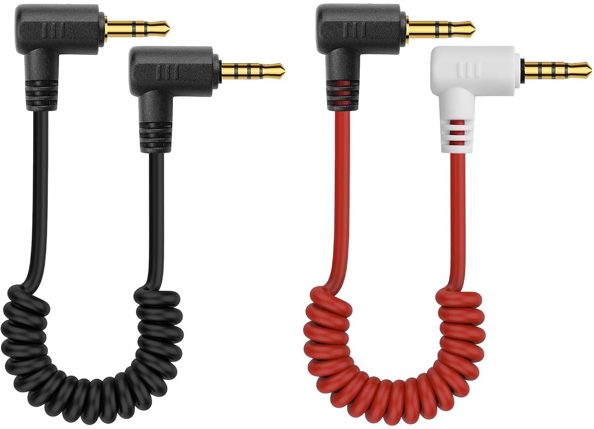 YACSEJAO Spiraalkabel 3,5 mm TRS naar TRRS AUX audiokabel 0,15 - 0,5 m - ShopVlot