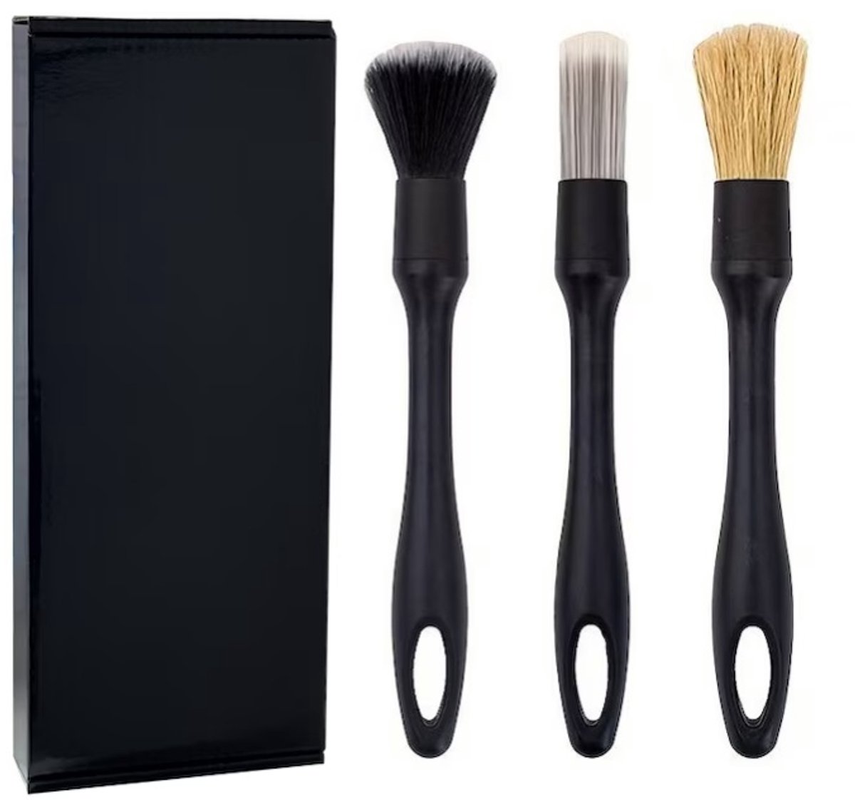 casalora Auto Detailborstel Set 3-delig – Interieur Reinigingsborstels voor Auto – Ergonomische Handgreep – Auto Detailing