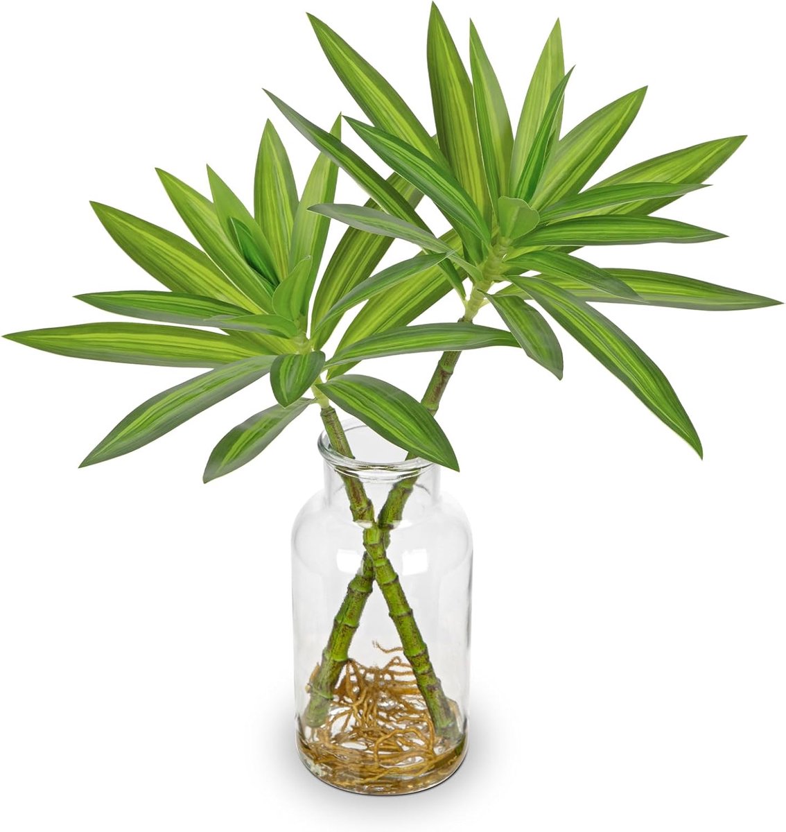 Oairse Artificial Plant in Glass Vase with Faux Water 36cm Decorative Fake Plants Realistic Faux Green Artificial - ShopVlot