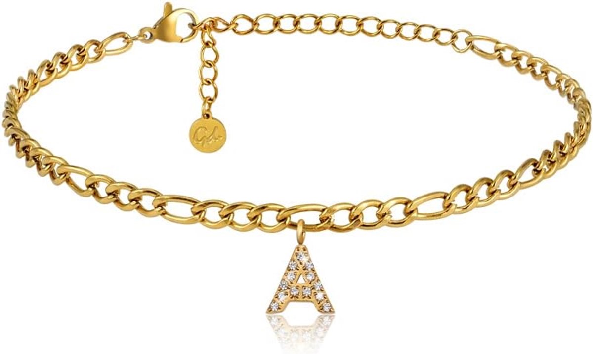 Anklet gold with letters waterproof I Anklet for women 18K gold plated I Anklet adjustable (22-27cm) made of stainless - ShopVlot