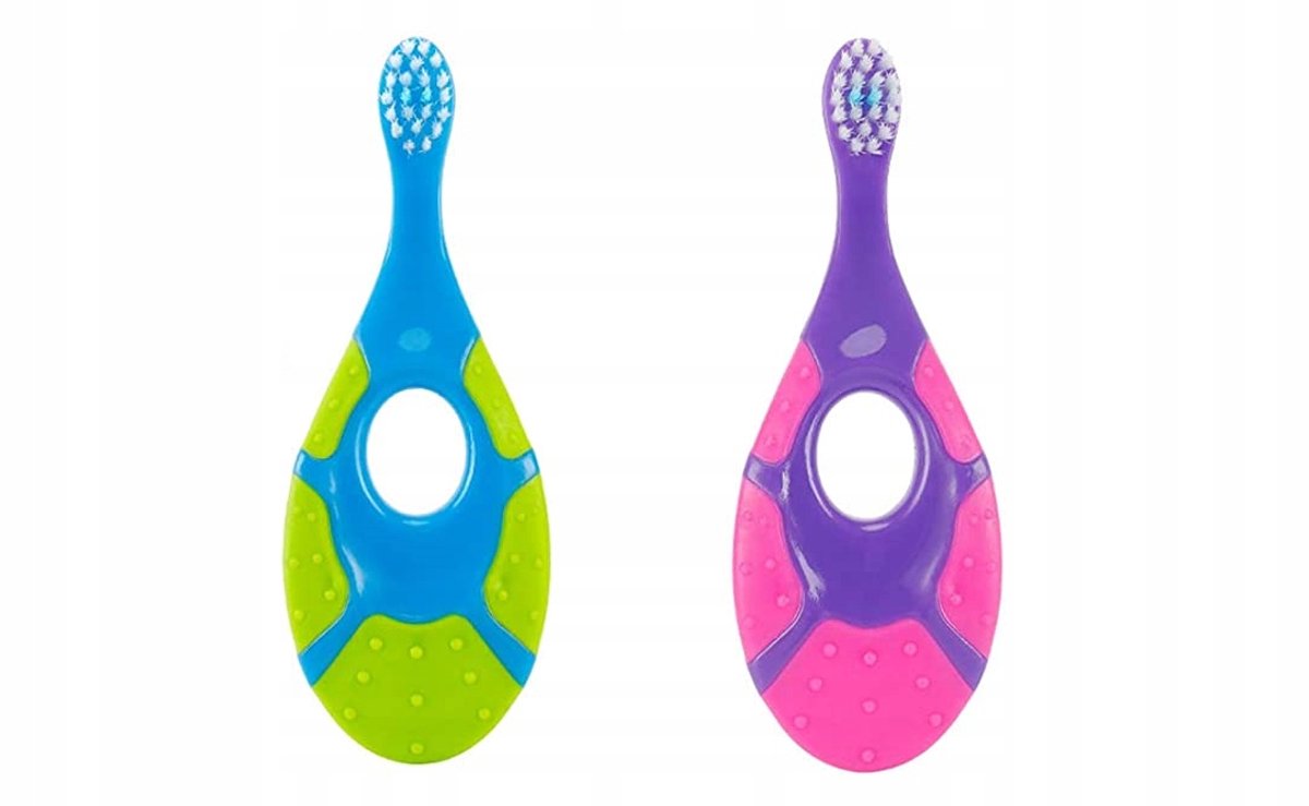 Kindertandborstels 2-pack, zacht, voor peuters, paars & blauw
