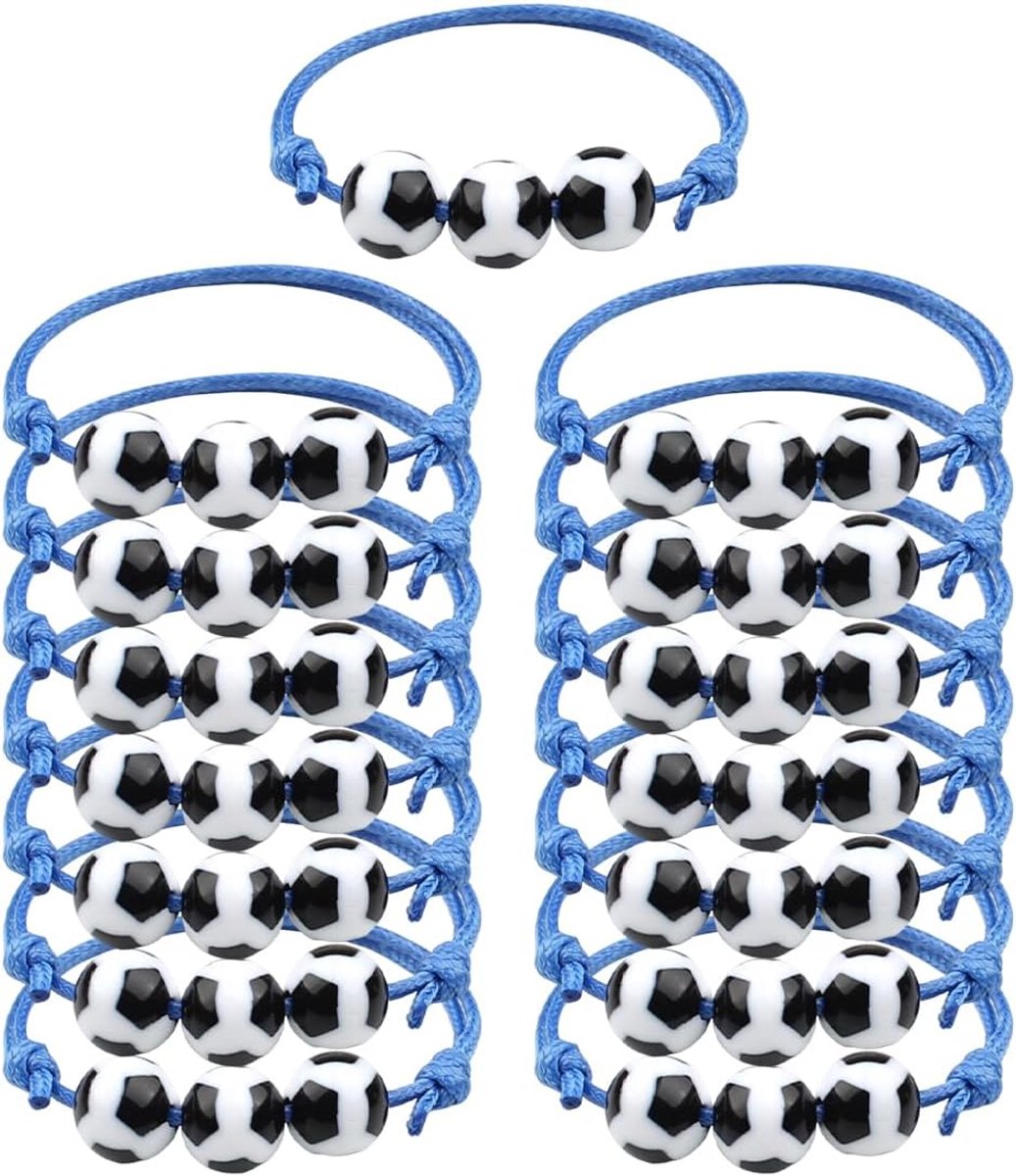15pcs Blue Rope Bracelets Football Braided Sports Bracelets Football Friendship Bracelets Adjustable Children's - ShopVlot