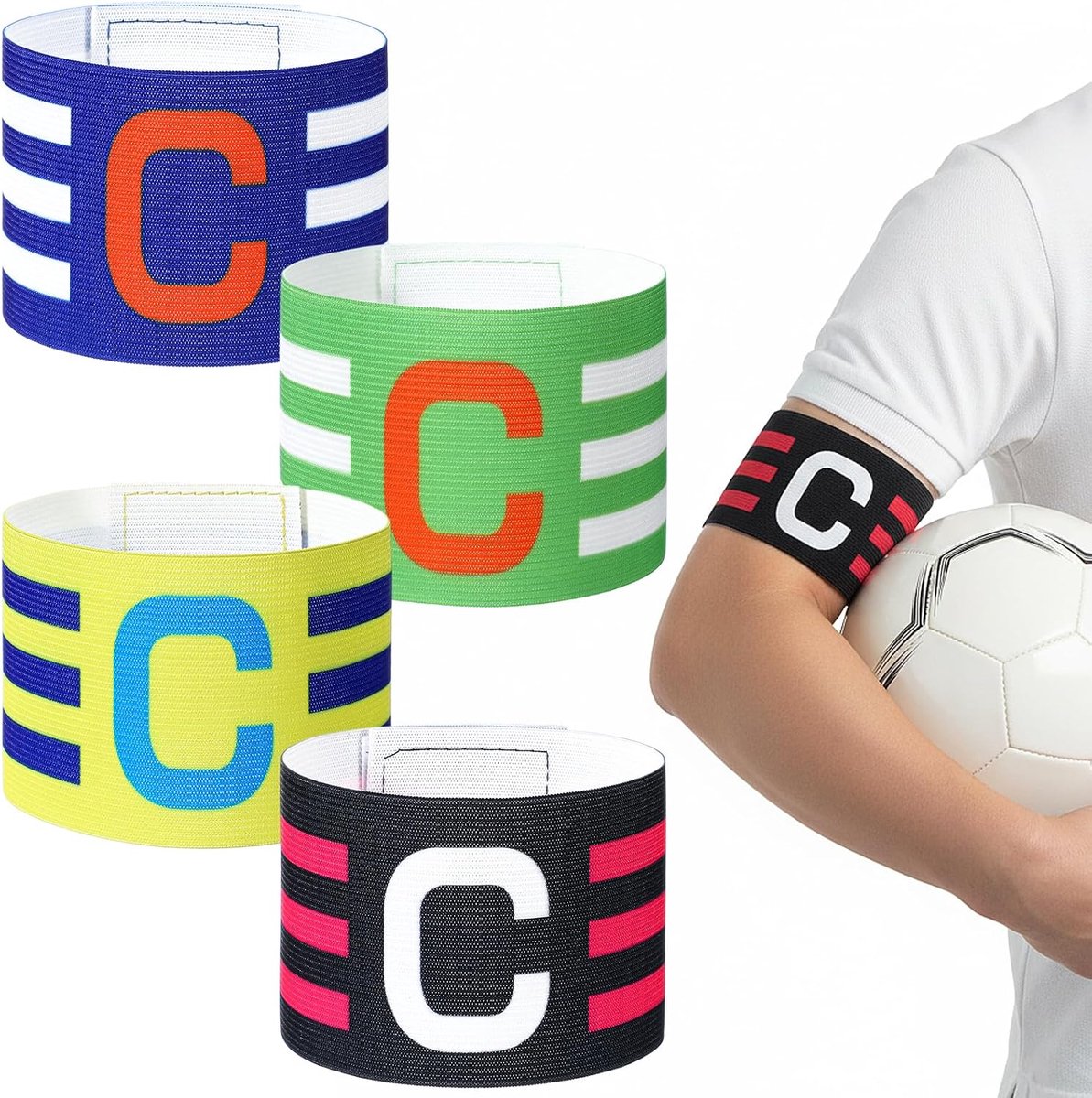 Mabor 4 Pieces Football Captain Bracelet,Captain Bracelets for Football,Bracelets Football for Adults Youth Rugby - ShopVlot