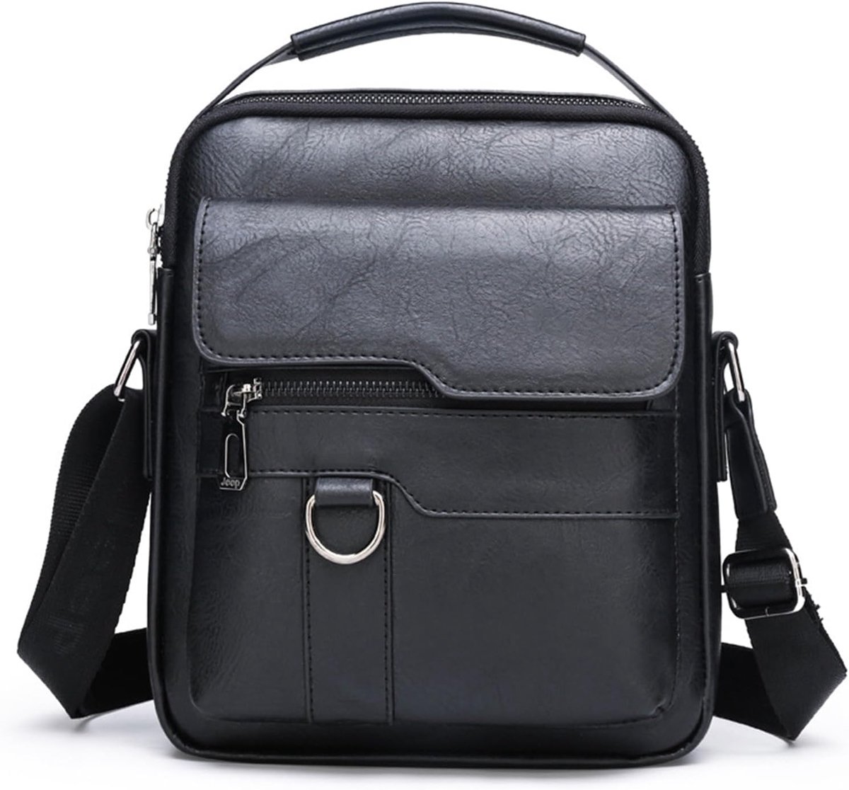 AfitLulu Schoudertas voor heren, 5 zakken, zakelijke messenger bag met verstelbare schouderriem, kunstleren crossbody - ShopVlot