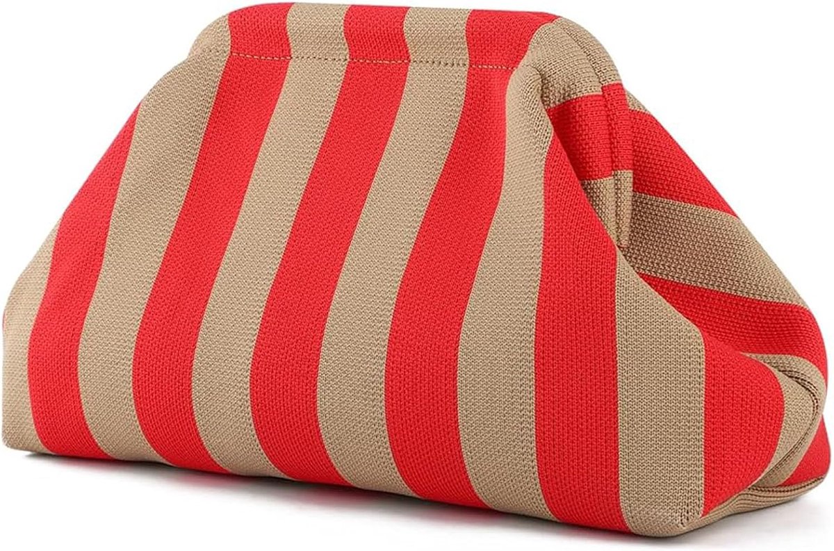 Ladies Clutch Handbag, Summer Beach Clutch Ladies Knitted Striped Dumpling Bag Clutche Clutche Purse Handbag for - ShopVlot